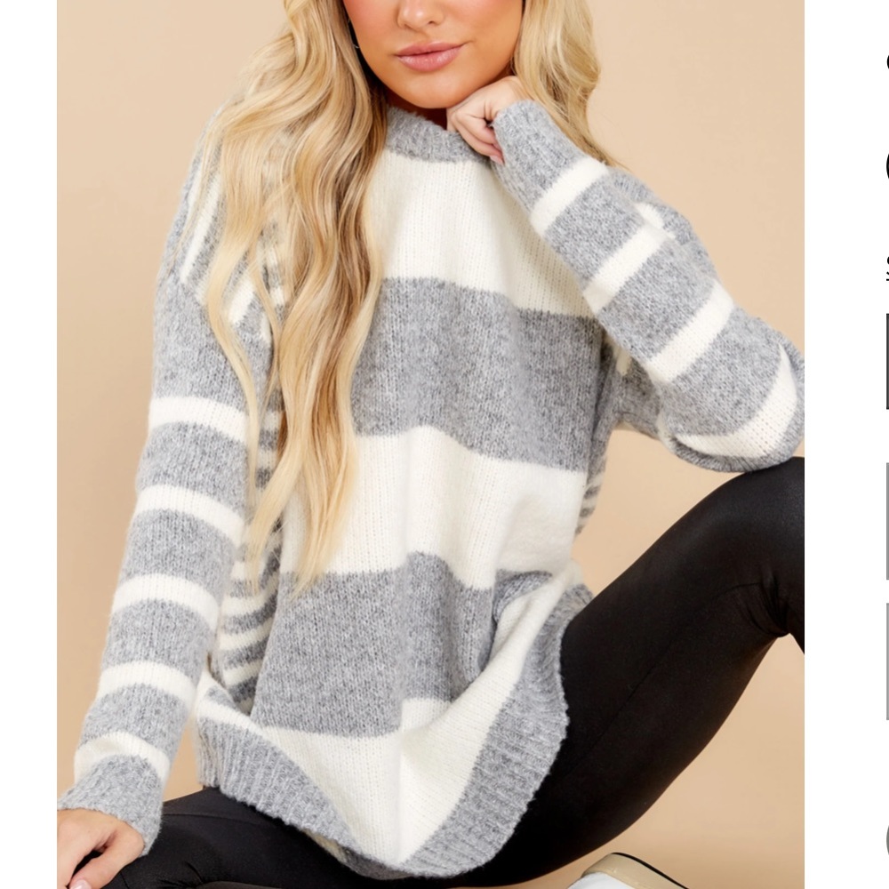 Earn Your Stripes Heather Grey Sweater